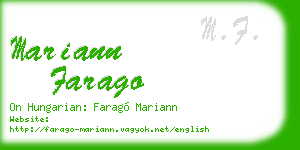 mariann farago business card